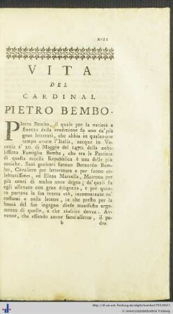 Vita Del Cardinal Pietro Bembo