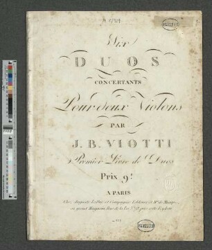 Premier Livre de Duos: Six Duos Concertants : Pour deux Violons
