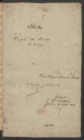 Fugen; clavier; A-Dur; H 101; Wq 119.4