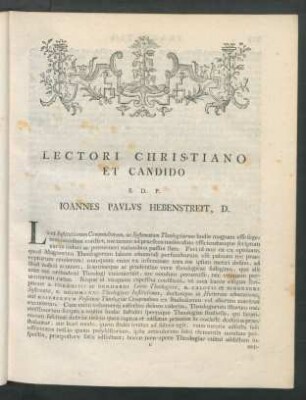 Lectori Christiano Et Candido Joannes Paulus Hebenstreit, D.
