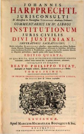 Commentarius in quatuor libros Institutionum Iuris Civilis, 1