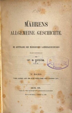 Mährens allgemeine Geschichte, 5. Vom Jahre 1197 bis zum Schlusse des Jahres 1261.