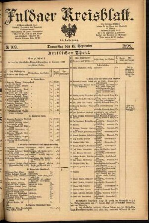 Erste Ausgabe vom Donnerstag, den 15. September 1898.