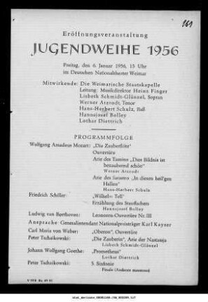 Eröffnungsveranstaltung Jugendweihe 1956
