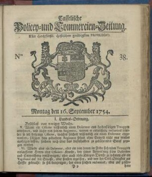 Nro. 38, Montag den 16. September 1754