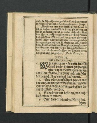 Textus. Auß 2. Cor. 5. v. 1. - 6.