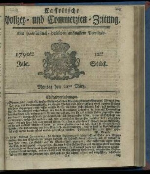 12tes Stueck, Montag den 22ten Maerz. 1790