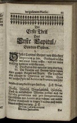 Das Erste Capitul/ Von den Sylben.