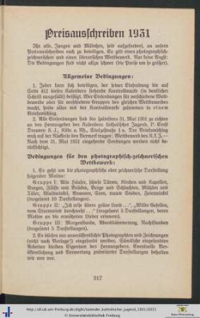 Preisausschreiben 1931.