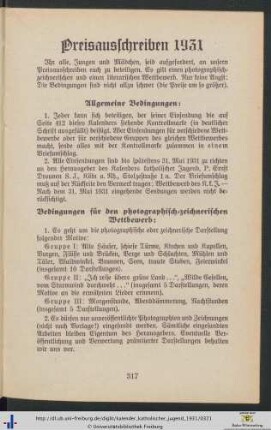Preisausschreiben 1931.