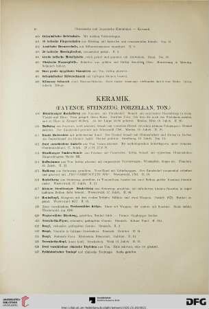 Keramik (Fayence, Steinzeug, Porzellan, Ton) (Nr. 409-512)