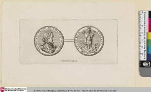 [Medaillenporträt mit Heinrich IV und Medaille mit Rüstung]