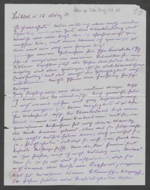Brief an Marie von Bülow : 12.03.1921