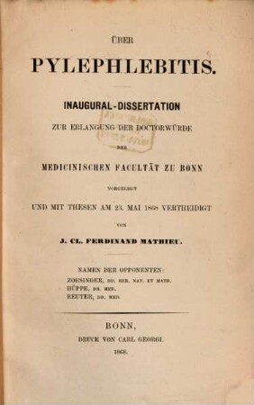 Über Pylephlebitis : (Inaug.-Diss.)