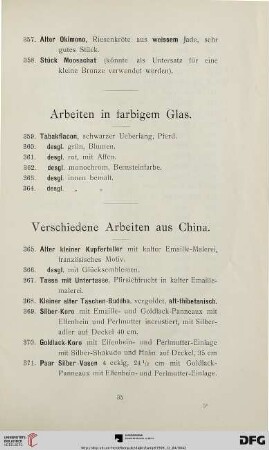 Arbeiten in farbigem Glas (Nr. 359-364)