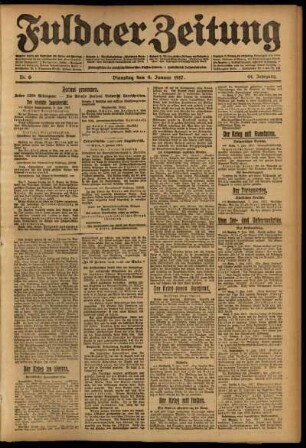Ausgabe vom Dienstag, den 09. Januar 1917.