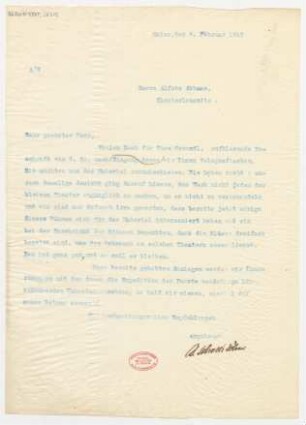 Brief an Alfons Abbass : 06.02.1913