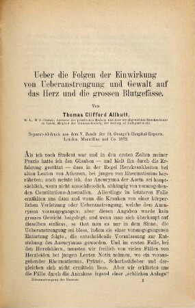 Die Ueberanstrengung des Herzens : sechs Abhandlungen