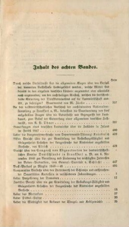 Inhalt des achten Bandes.