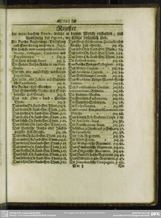 Register der vornehmsten Tituln, welche in diesem Wercke enthalten, mit Aussetzung der Paginen, wo selbige befindlich sind