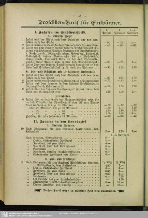 Droschken-Tarif