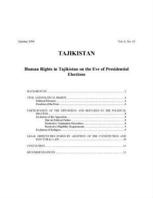 Human rights in Tajikistan : on the eve of presidential elections