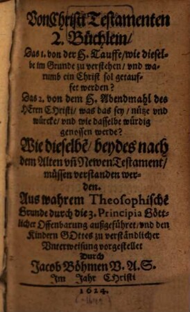 Von Christi Testamenten : 2 Büchlein