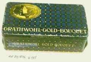 Blechdose für 100 Stück Zigaretten "GRATHWOHL-GOLD-BOUQUET"