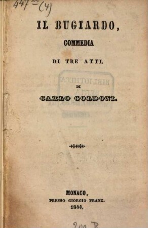Il bugiardo : commedia di tre atti