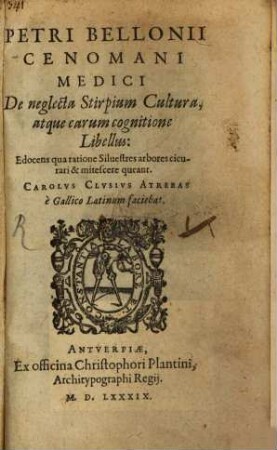 De neglecta stirpium cultura atque earum cognitione libellus