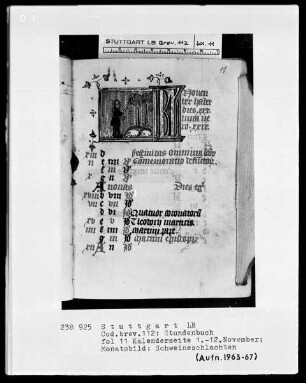 Lateinisch-französisches Stundenbuch — Monatsbild November, Folio 11recto