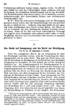 622-627, Das Recht auf Genugtuung und das Recht zur Beleidigung