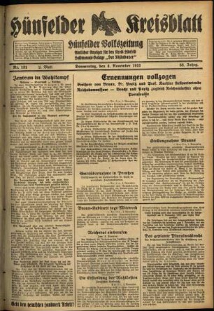 Zweite Ausgabe vom Donnerstag, den 03. November 1932.