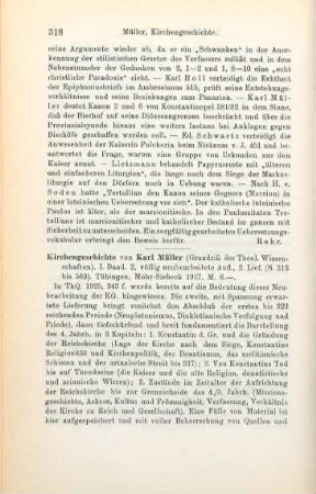 318-320 [Rezension] Müller, Karl, Kirchengeschichte, I. Band 2. Aufl.