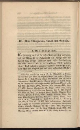 III. Vom Münzwesen, Maaß und Gewicht.