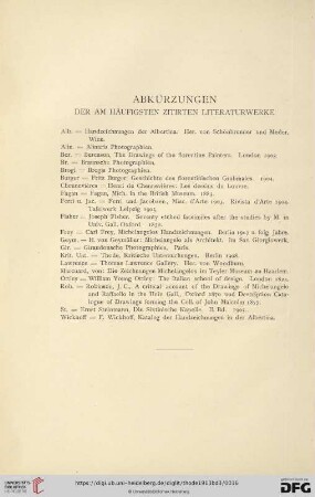 Abkürzungen der am häufigsten zitirten Literaturwerke