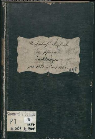 Kirchenbuchduplikat der katholischen Gemeinde Lüchtringen, Kreis Höxter (GHT 1851-1860) (Gemeinde: Katholische Gemeinde Lüchtringen)