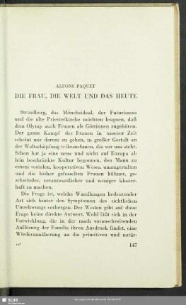 Die Frau, Die Welt Und Das Heute