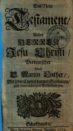 Das Neue Testament Unsers Herren Jesu Christi