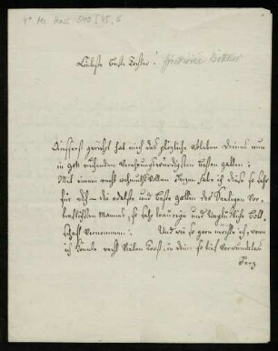 Brief von Wilhelm Wille an Friederike Louise Böttner