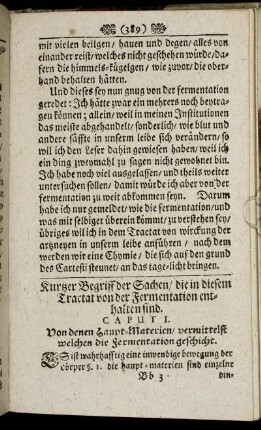 Kurtzer Begriff der Sachen/ die in diesem Tractat von der Fermentation enthalten sind.