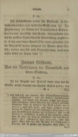 Zweyter Abschnitt. Von der Verfertigung der Bienenstöcke und deren Stellung