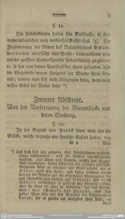Zweyter Abschnitt. Von der Verfertigung der Bienenstöcke und deren Stellung