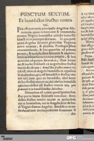 Punctum Sextum. Et benedictus fructus ventris tui.