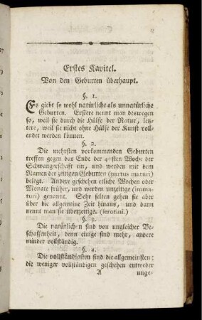 Erstes Kapitel. Von den Geburten überhaupt.