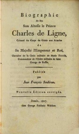 Biographie de son Altesse Charles de Ligne