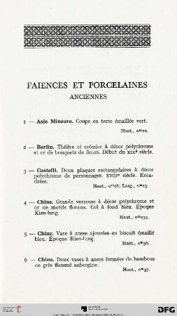 Faiences e porcelaines anciennes (Nr. 1-56)
