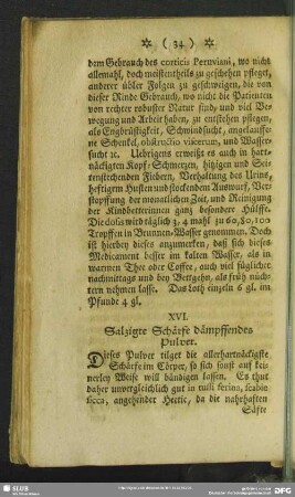 XVI. Salzigte Schärfe dämpffendes Pulver
