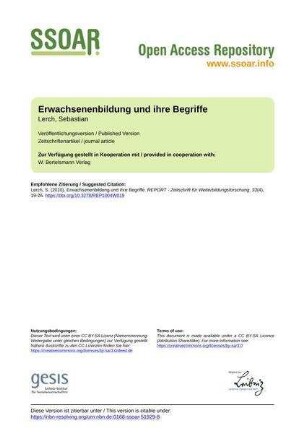 Erwachsenenbildung und ihre Begriffe