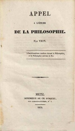 Appel à l'étude de la philosophie